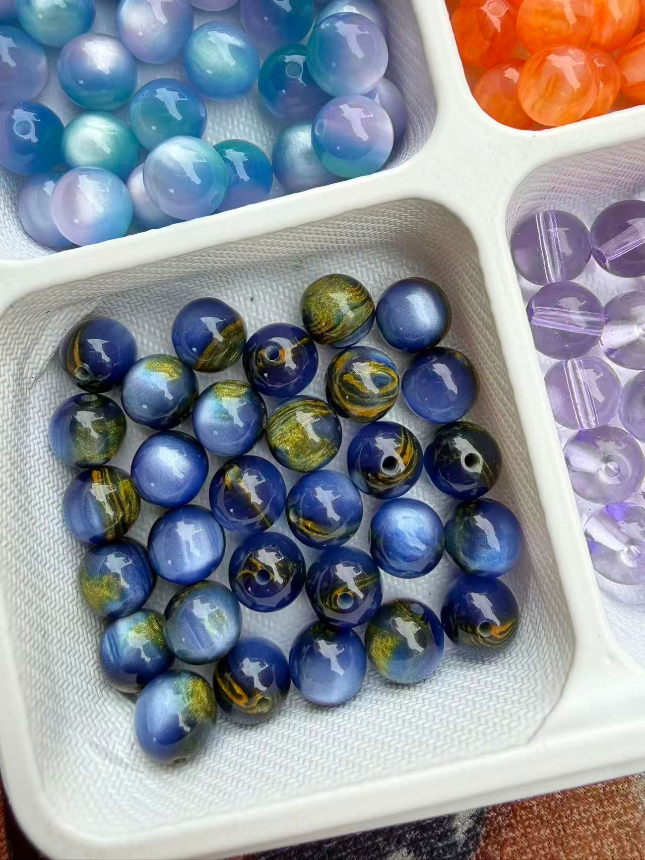 10mm Van Gogh Starry Night Cat Eye DIY Loose Beads