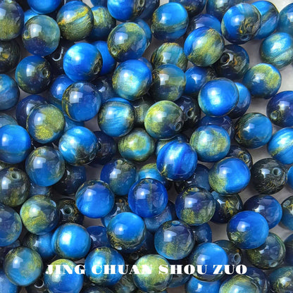 10mm Van Gogh Starry Night Cat Eye DIY Loose Beads