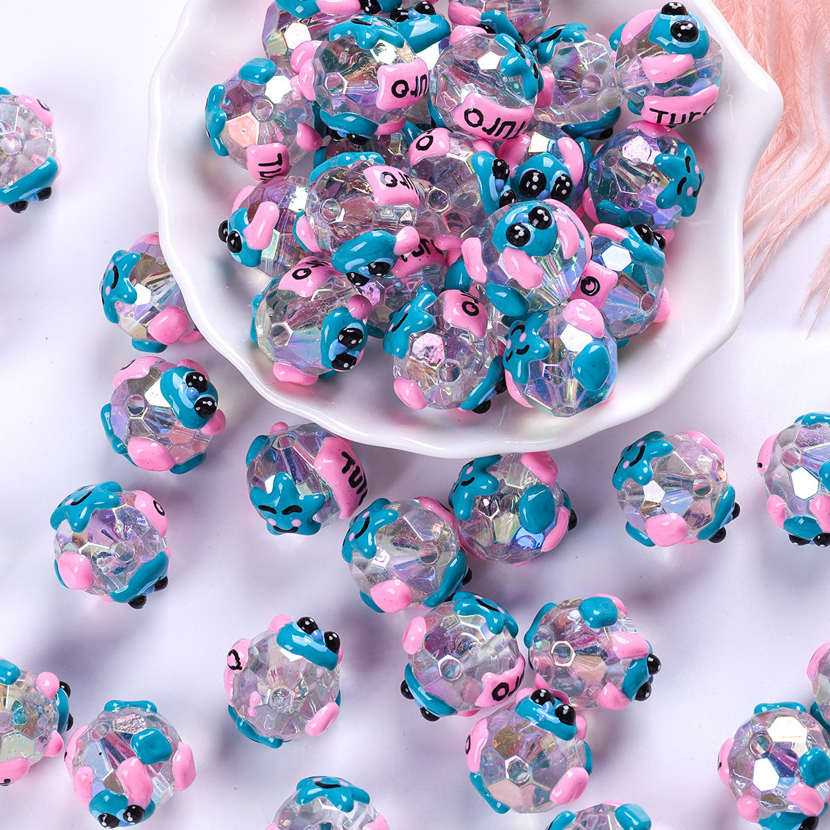 20pcs Mochi Bead Drip Paint DIY Loose Beads