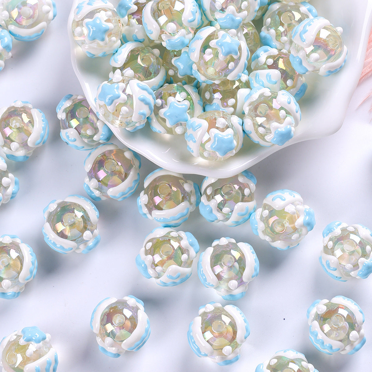 20pcs Mochi Bead Drip Paint DIY Loose Beads