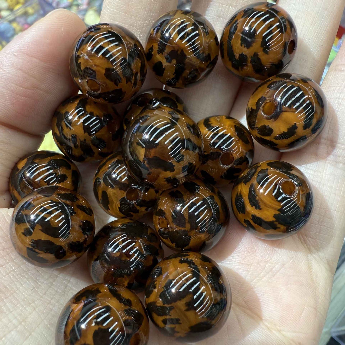 14mm Leopard Print DIY Loose Beads for Bracelets & Necklaces